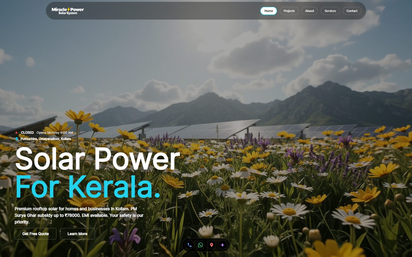 Miracle Power Solar System website homepage