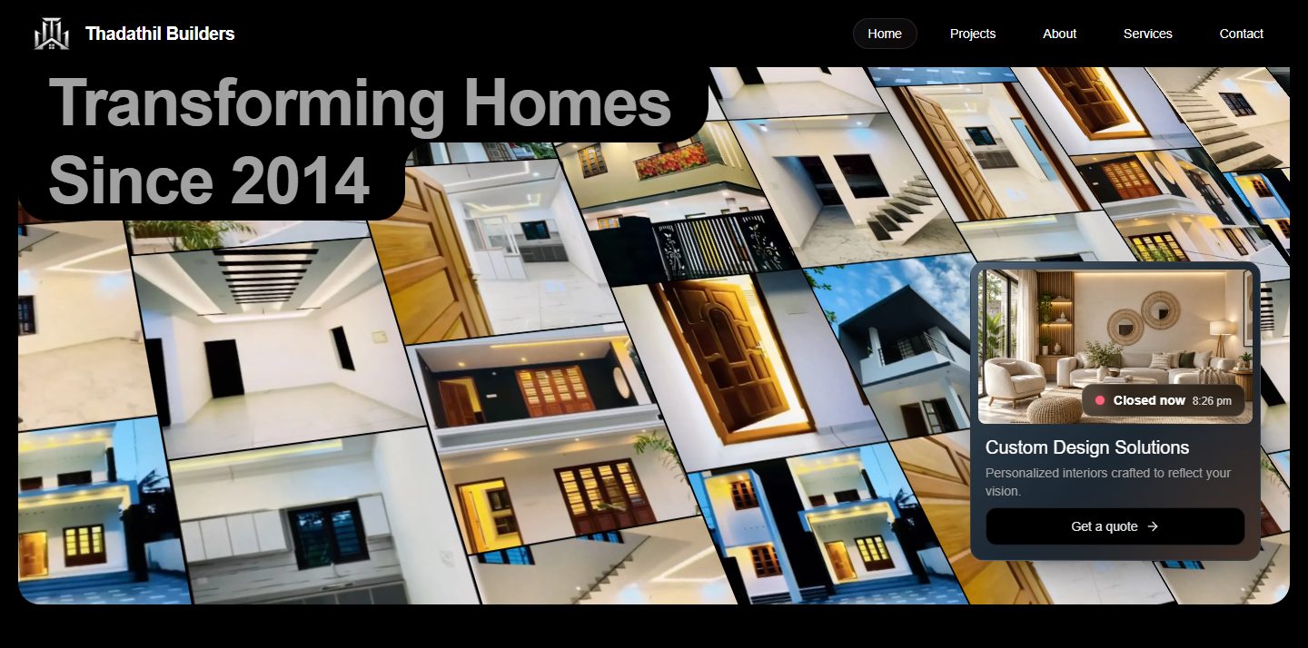 Thadathil Builders website homepage